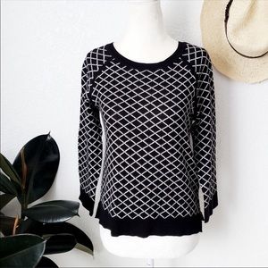 Philosophy | Geometric Print 3/4 sleeve crew neck